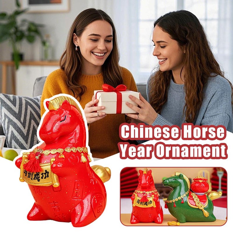 Feng Shui Horse Statue – Resin Wealth & Success Figurine with Gold Ingot, Red Chinese Horse Decor for Home Office 2026 Year of the Horses Gift - Image 2